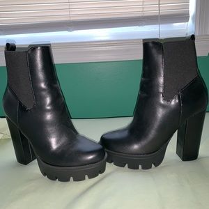 Black platform booties